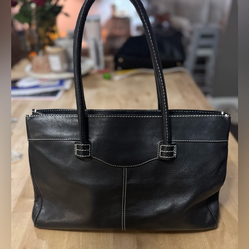 Nero X Bianco black Italian leather shoulder purse
